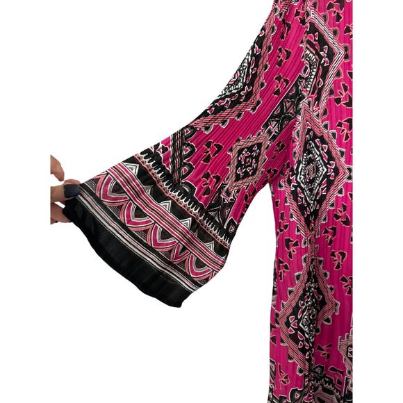 Alfani Pink Black Pleated Longline Button Down Bell Sleeve Tunic Top 20w - Picture 5 of 11
